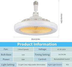 Modern Dimmable Ceiling Fan with Lights & Remote – 3 Speeds, 3 Color Modes,